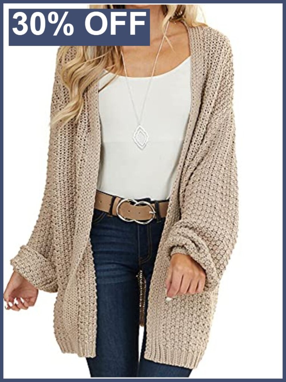 Oversized Open Front Long Sleeve Knit Cardigan Sweater
